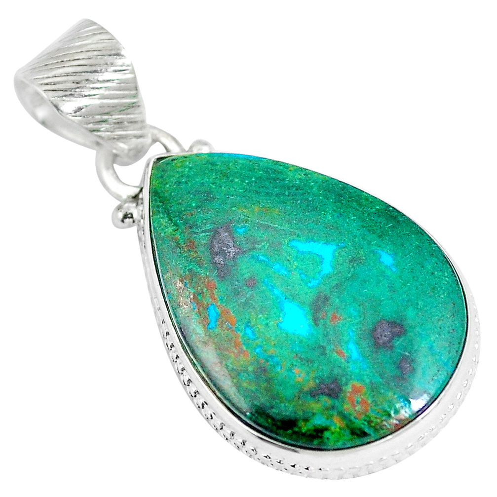 Sonora sunrise (cuprite chrysocolla) pear 925 sterling silver pendant d28275