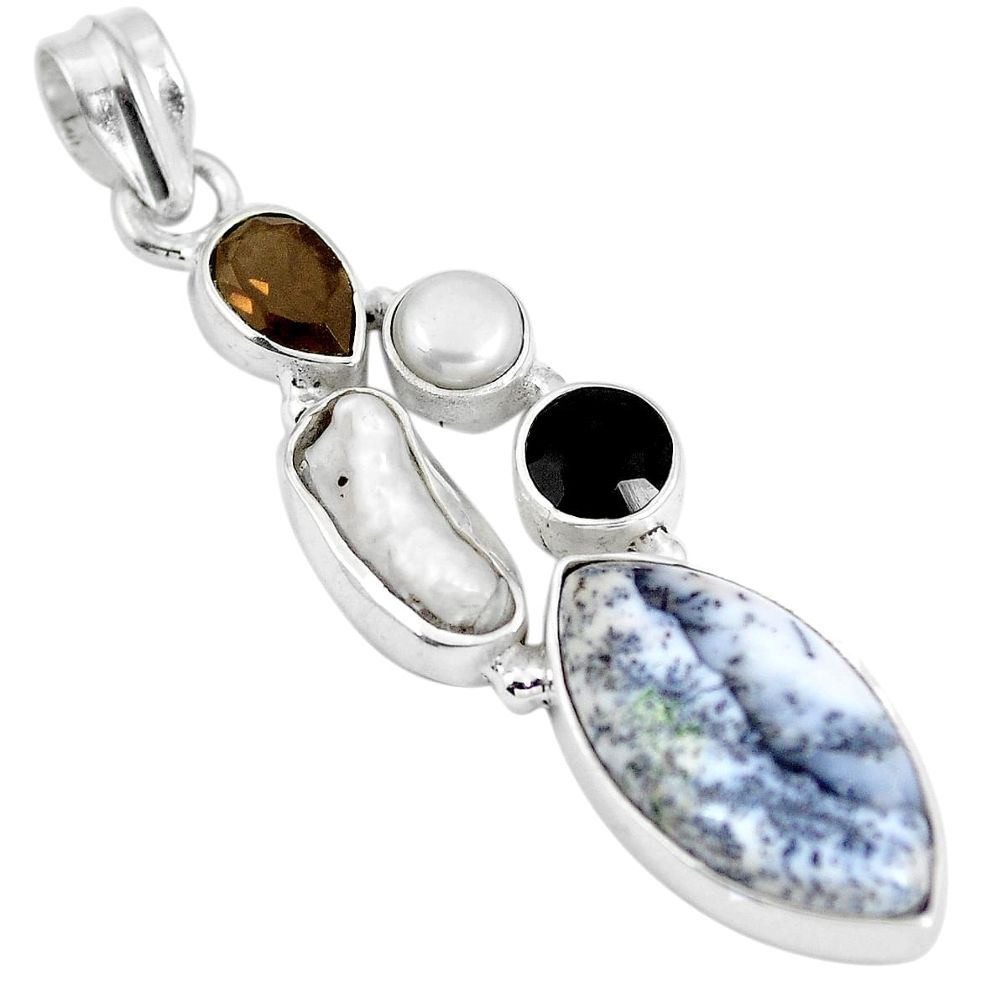 925 silver natural white dendrite opal (merlinite) pendant jewelry d28284