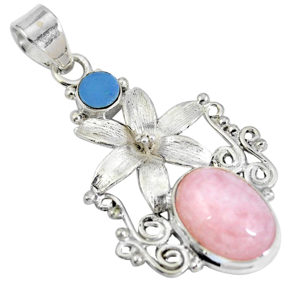 Natural pink morganite doublet opal australian 925 silver pendant d28298