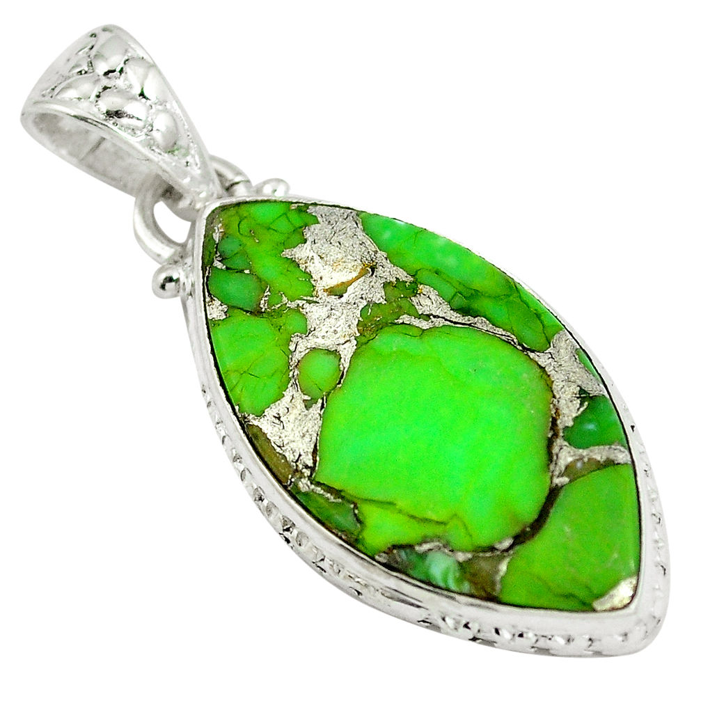 Green copper turquoise 925 sterling silver pendant jewelry d28316