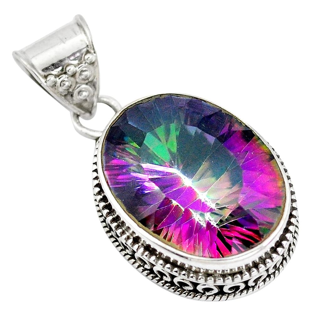 Multi color rainbow topaz 925 sterling silver pendant jewelry d28433