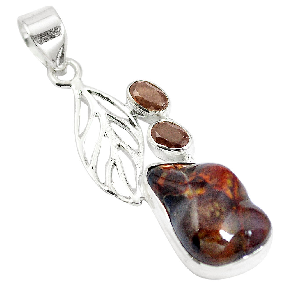 925 sterling silver natural multi color mexican fire agate pendant d28474