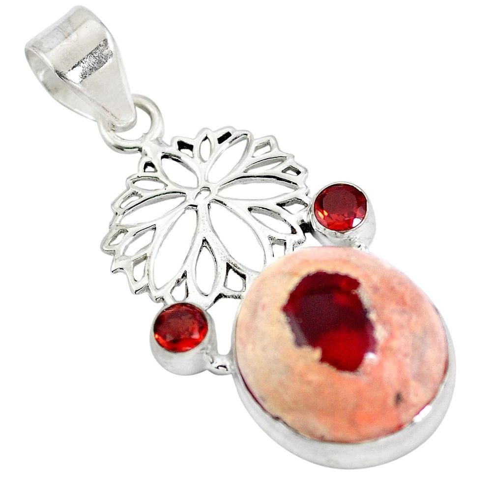 Natural multi color mexican fire opal garnet 925 silver pendant d28501