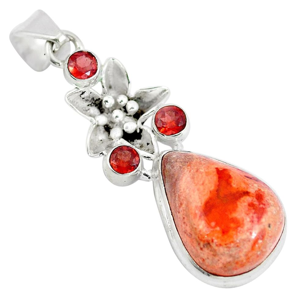 Natural multi color mexican fire opal garnet 925 silver pendant d28507