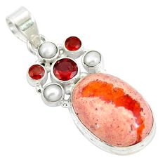 925 silver natural multi color mexican fire opal garnet pearl pendant d28508