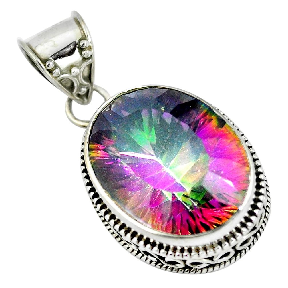 Multi color rainbow topaz 925 sterling silver pendant jewelry d28560