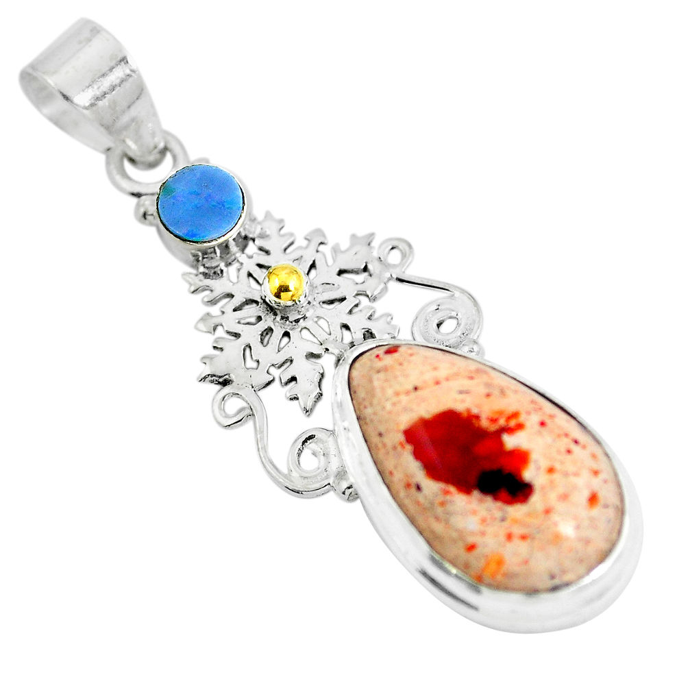 Natural multi color mexican fire opal 925 silver pendant jewelry d28571