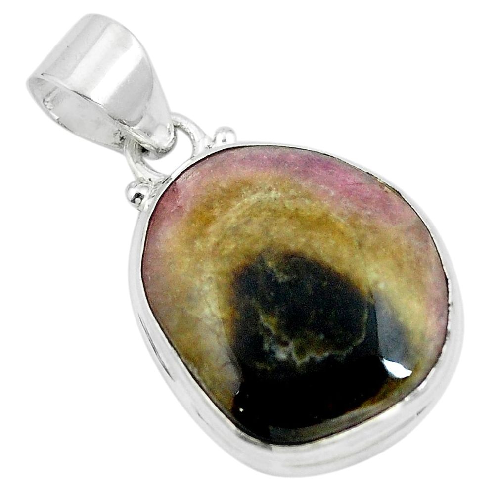 Natural pink bio tourmaline 925 sterling silver pendant jewelry d28661