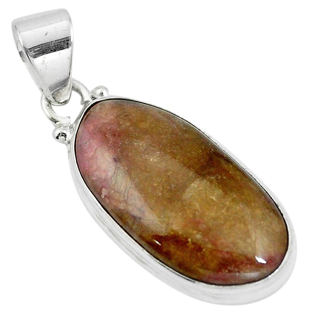 Natural pink bio tourmaline 925 sterling silver pendant jewelry d28662