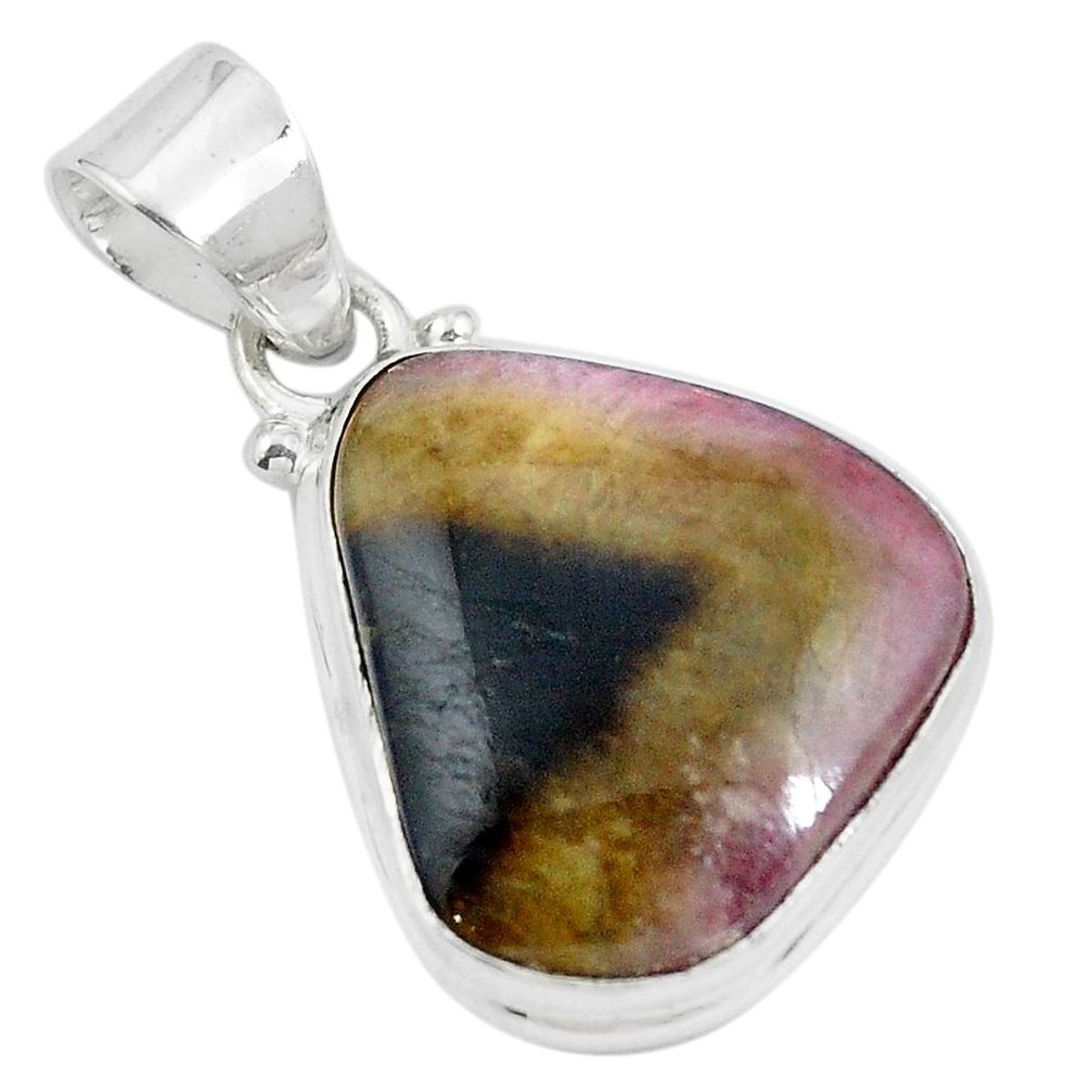 Natural pink bio tourmaline 925 sterling silver pendant jewelry d28666