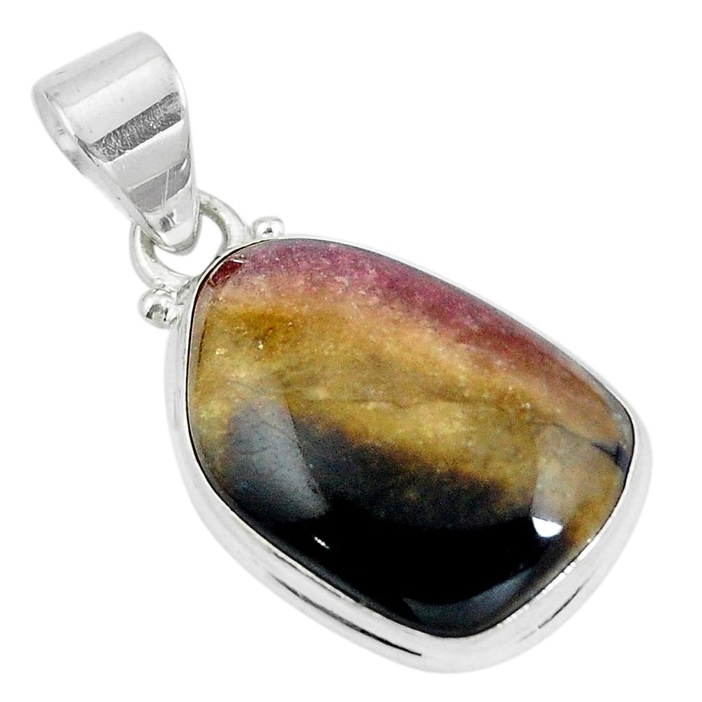 Natural pink bio tourmaline 925 sterling silver pendant jewelry d28668