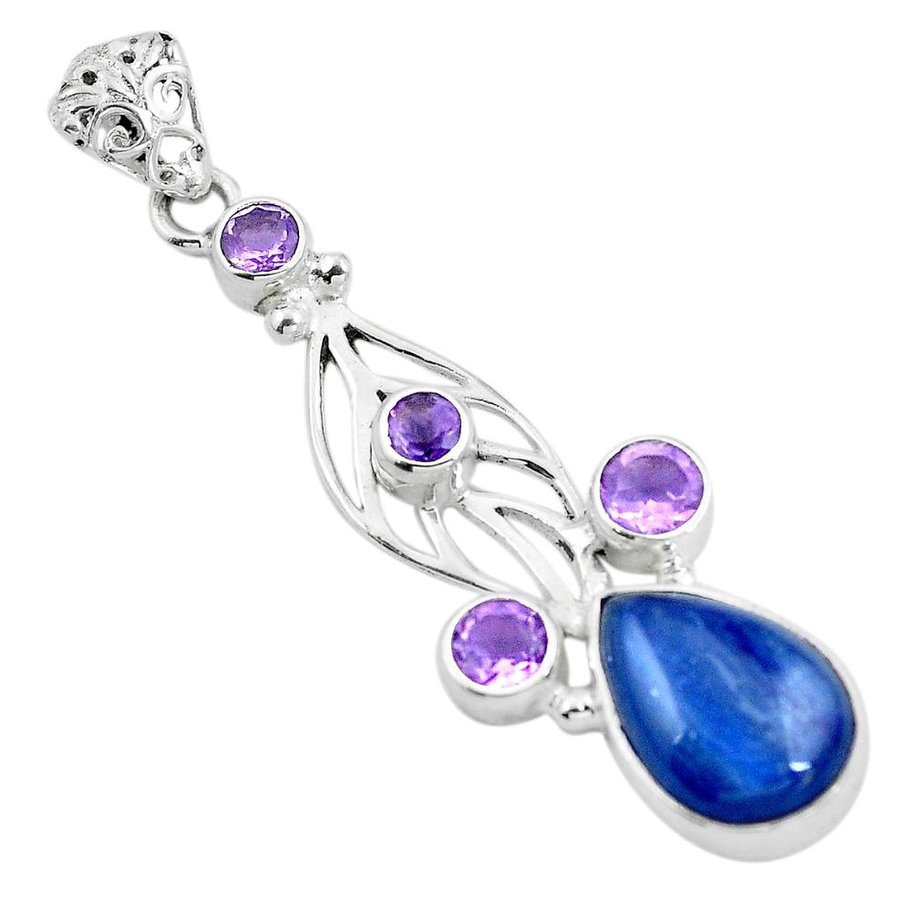 925 sterling silver natural blue kyanite amethyst pendant jewelry d28677