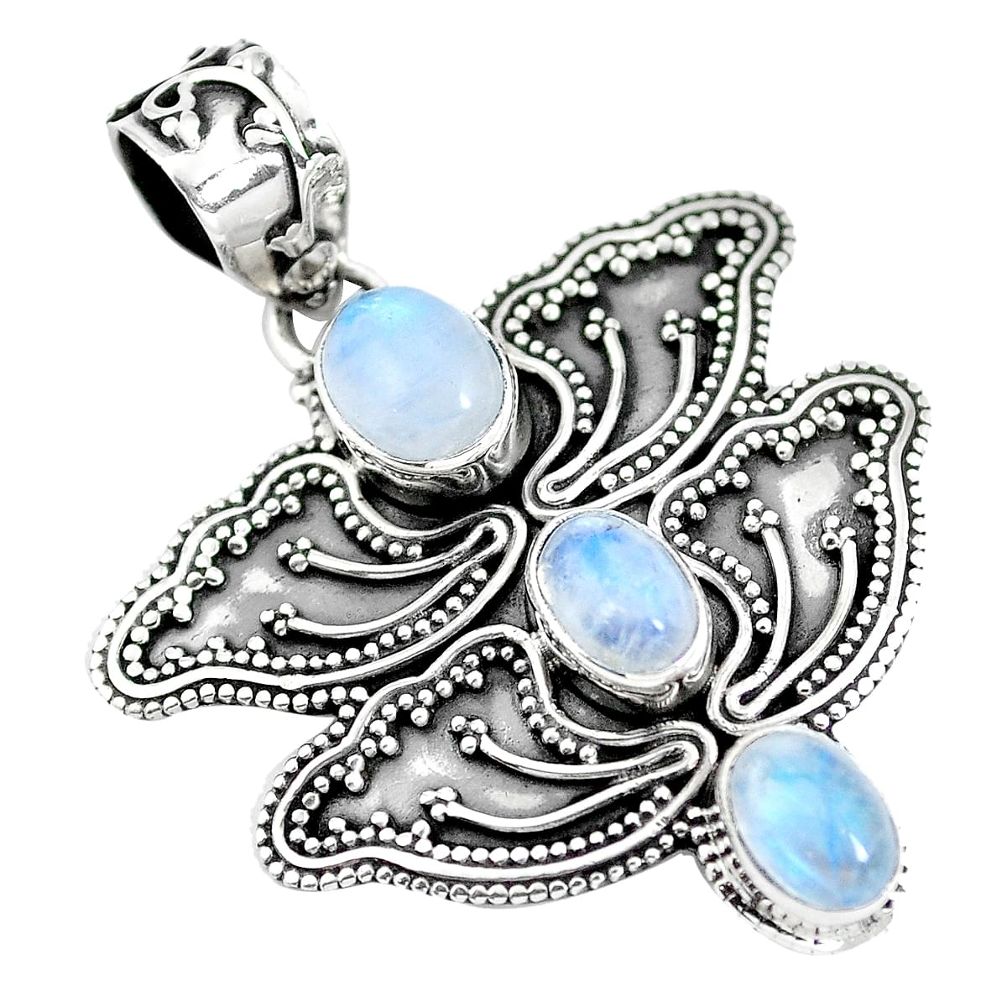 Natural rainbow moonstone 925 sterling silver pendant jewelry d28683