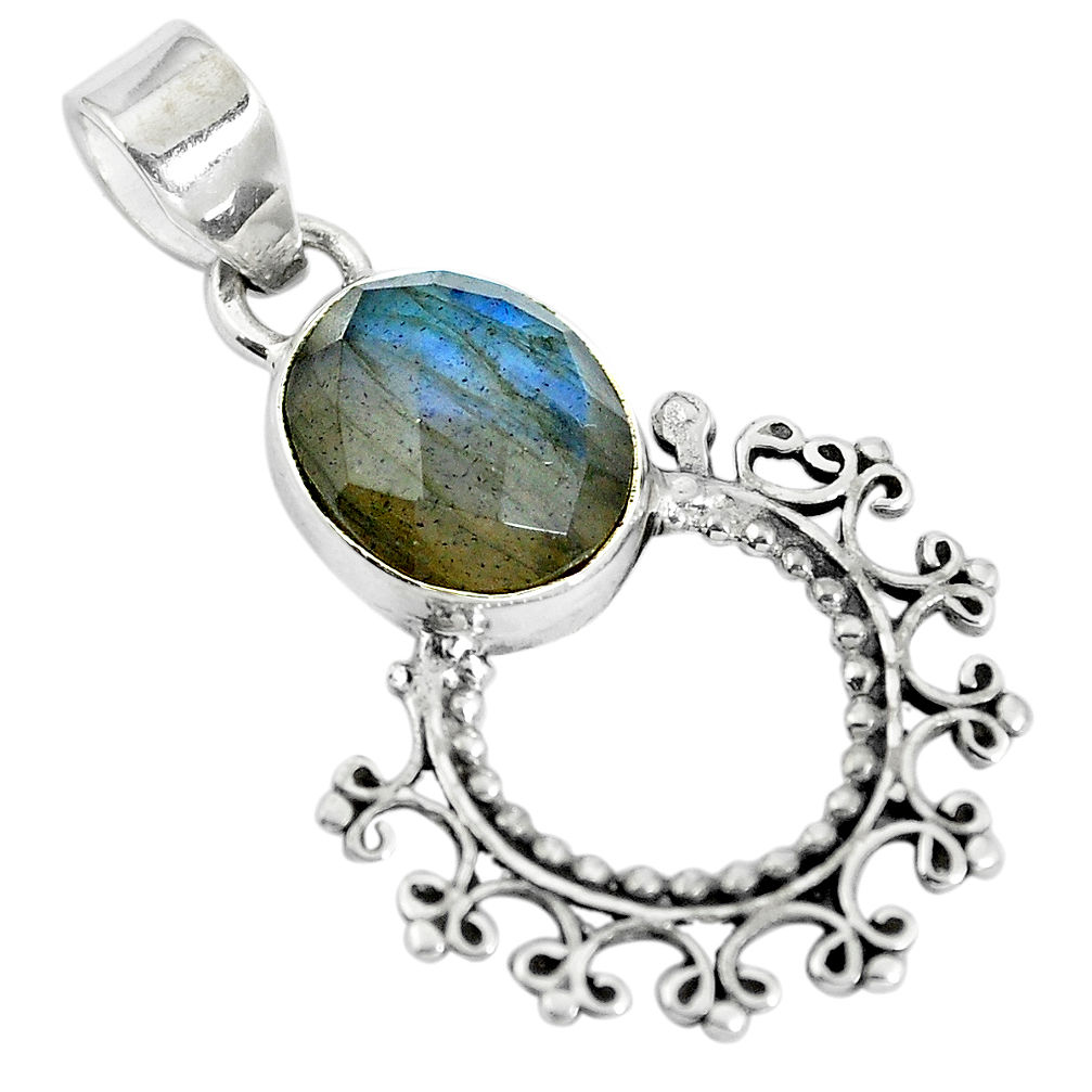 925 sterling silver natural blue labradorite oval pendant jewelry d28704