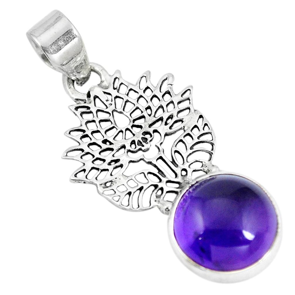 Natural purple amethyst 925 sterling silver pendant jewelry d28728