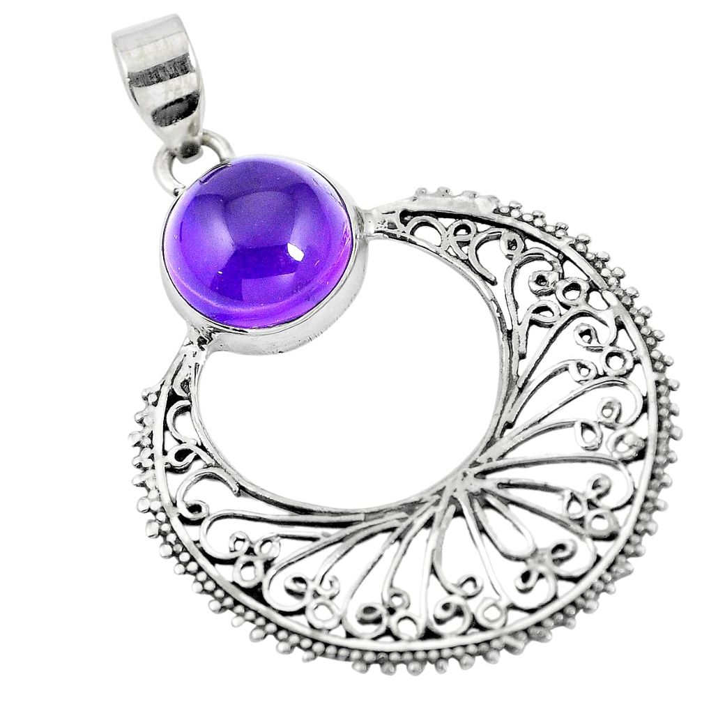 Natural purple amethyst 925 sterling silver pendant jewelry d28734