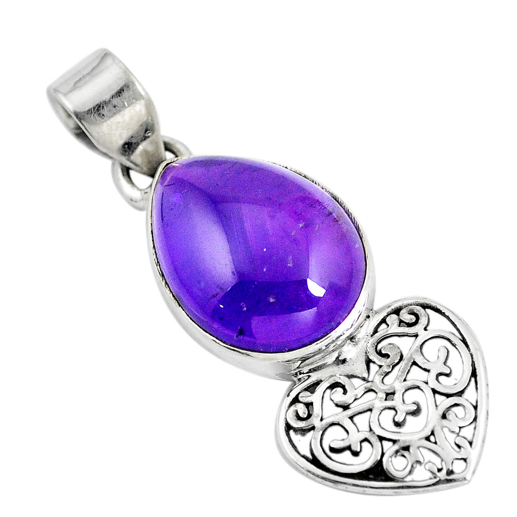 Natural purple amethyst 925 sterling silver pendant jewelry d28736