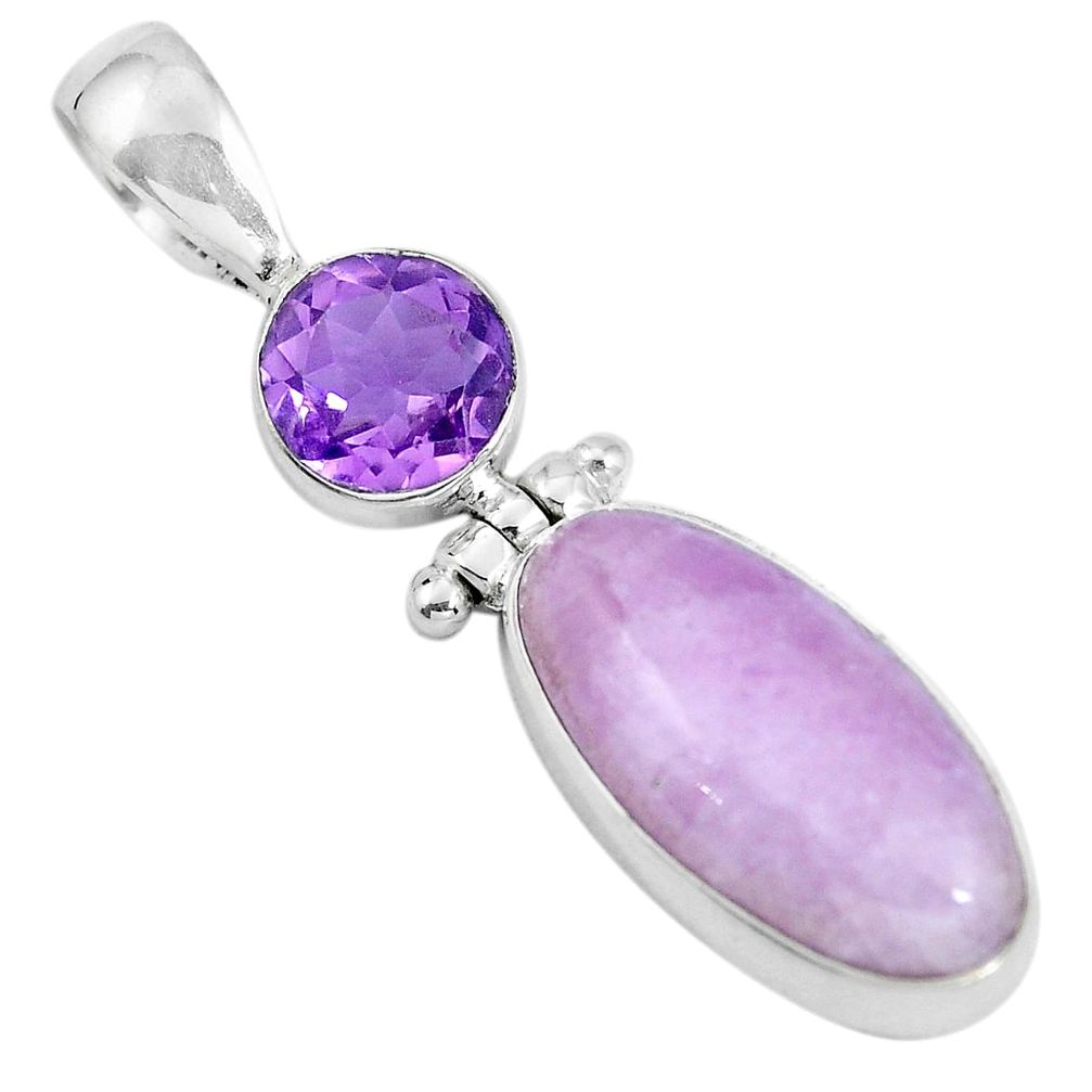 Natural pink kunzite amethyst 925 silver holy cross pendant jewelry d28755