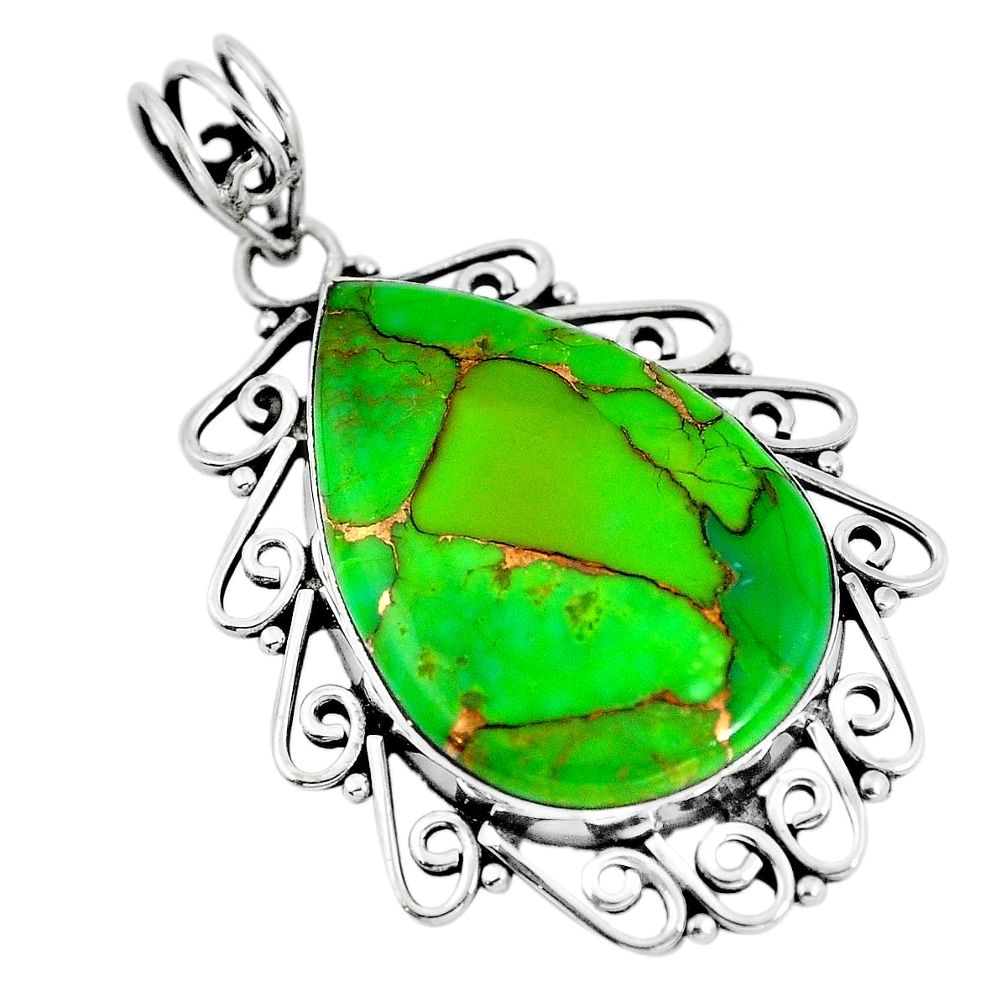Green copper turquoise 925 sterling silver pendant jewelry d28778