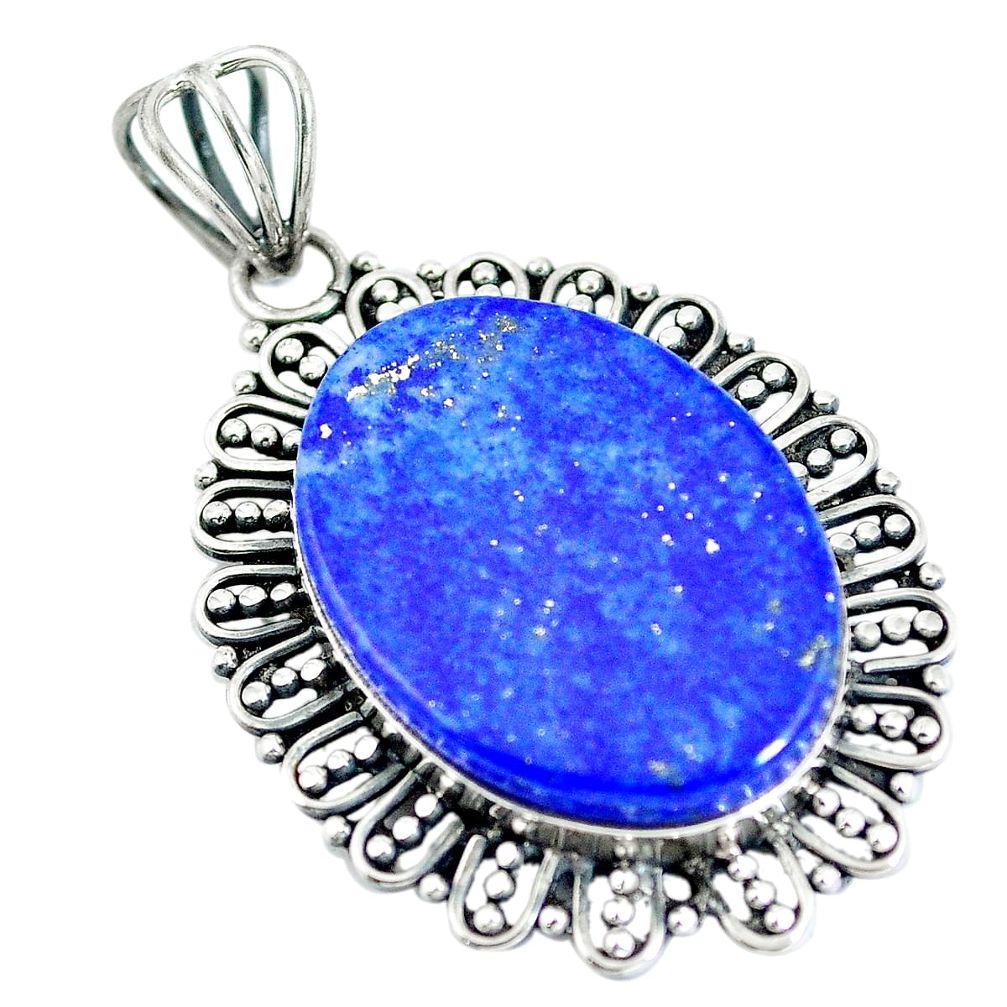 Natural blue lapis lazuli 925 sterling silver pendant jewelry d28787