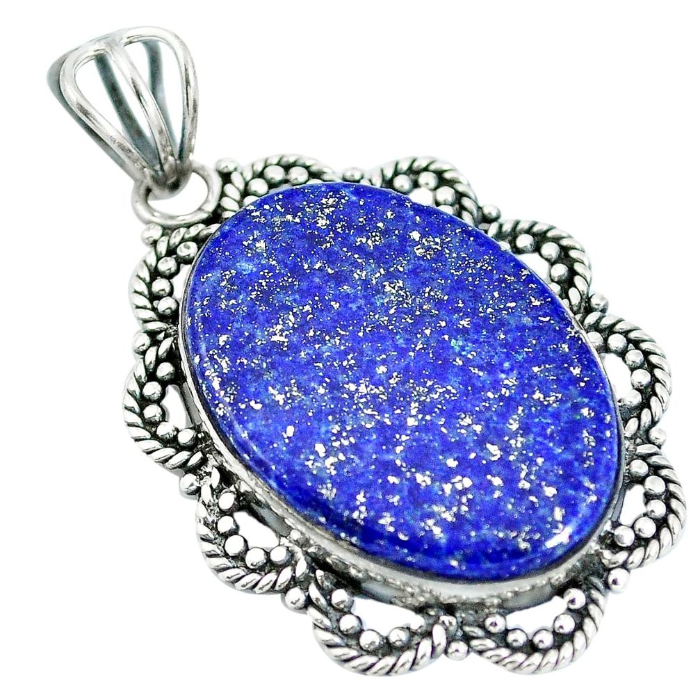 Natural blue lapis lazuli 925 sterling silver pendant jewelry d28788