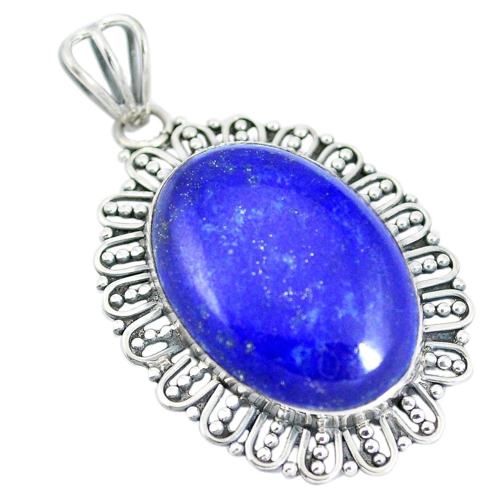 925 sterling silver natural blue lapis lazuli oval pendant jewelry d28789