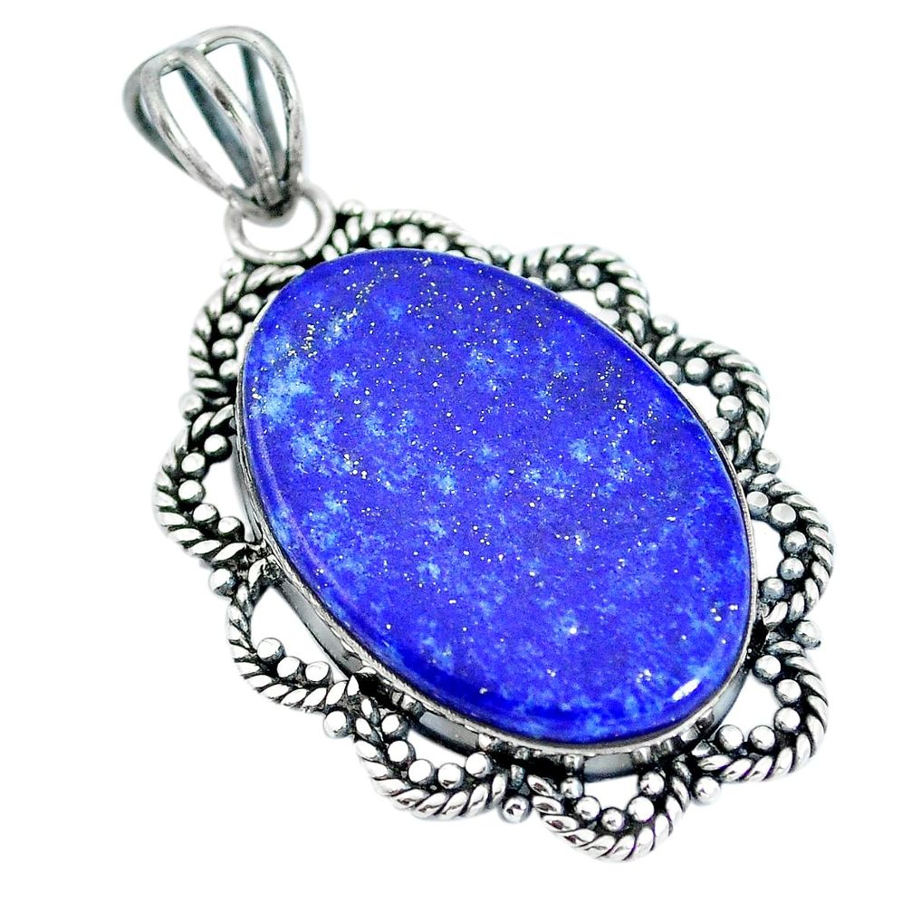 Natural blue lapis lazuli 925 sterling silver pendant jewelry d28790