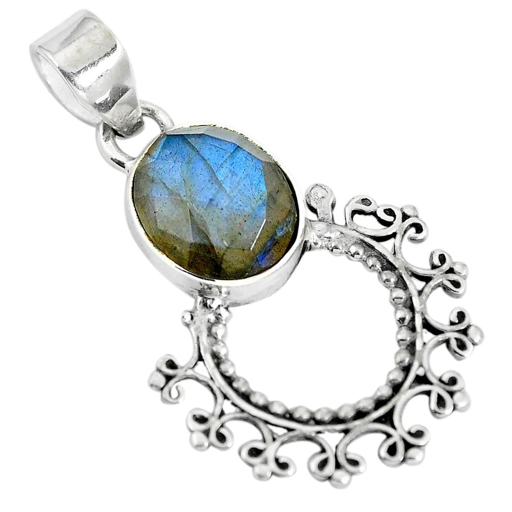 Natural blue labradorite 925 sterling silver pendant jewelry d28811