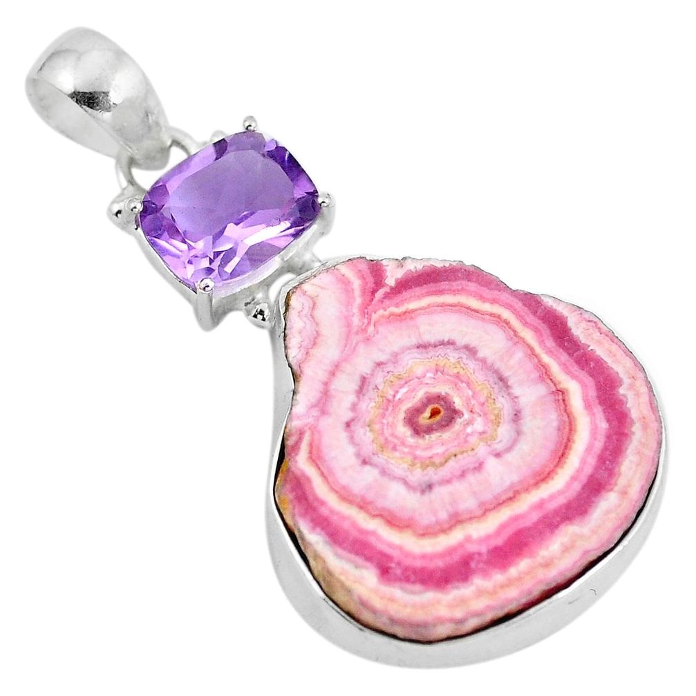925 silver natural pink rhodochrosite stalactite pendant jewelry d28835