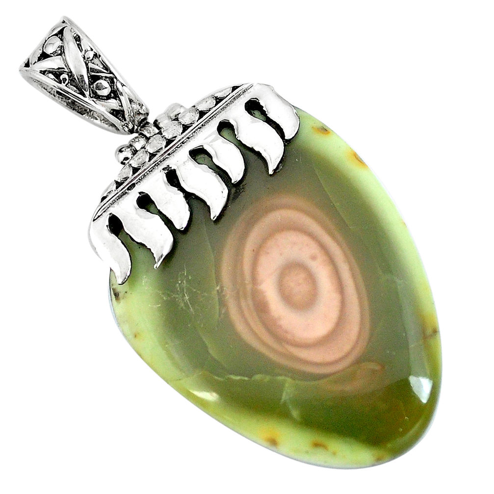 Natural green imperial jasper 925 sterling silver pendant jewelry d30389