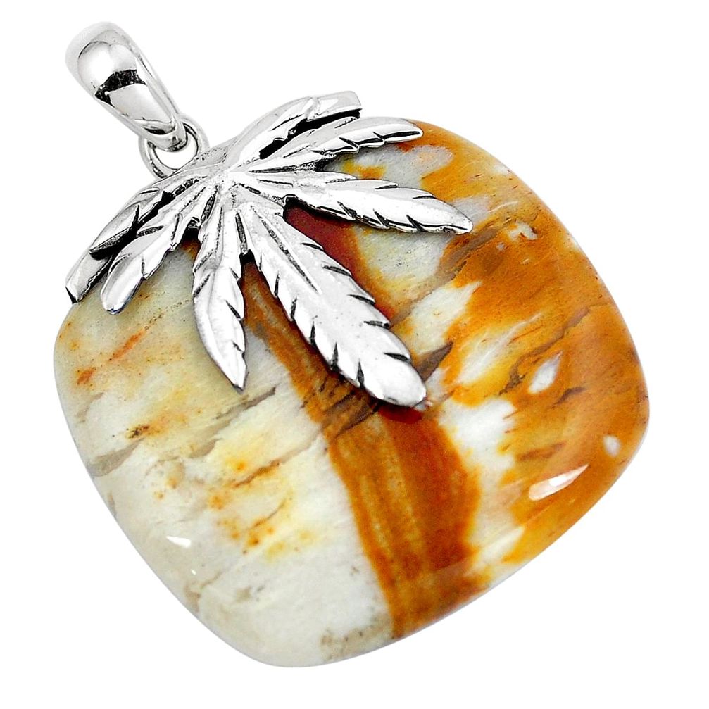 Natural brown picture jasper 925 sterling silver pendant jewelry d30395