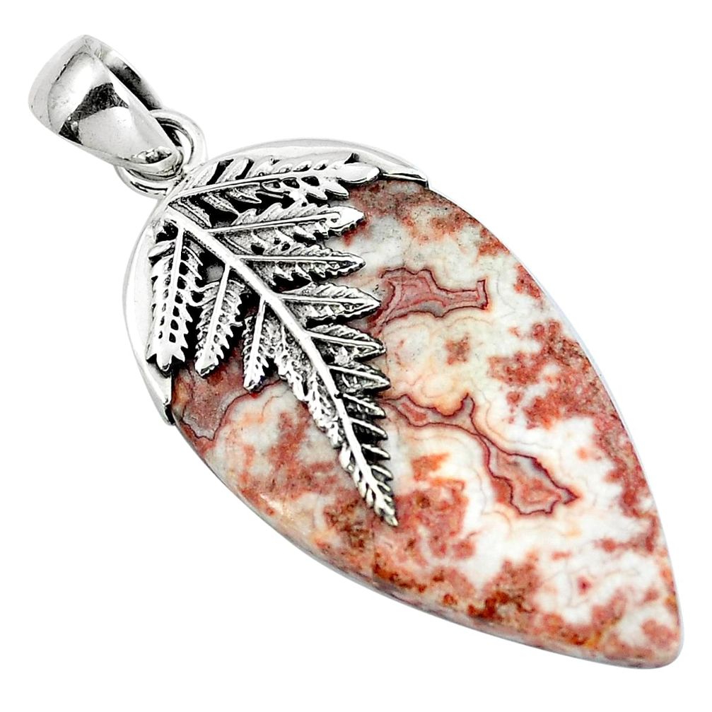 Natural brown rosetta stone jasper 925 sterling silver pendant d30412