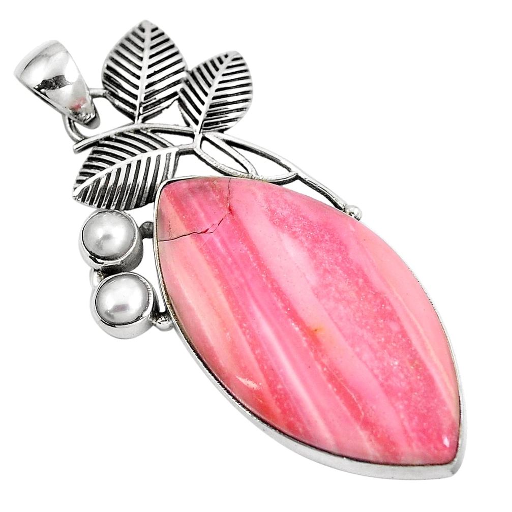 Natural pink opal pearl 925 sterling silver pendant jewelry d30414