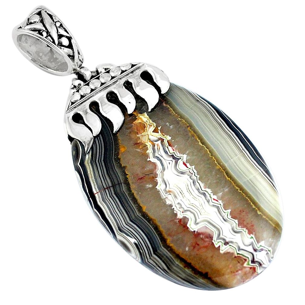 Natural brown botswana agate 925 sterling silver pendant jewelry d30426