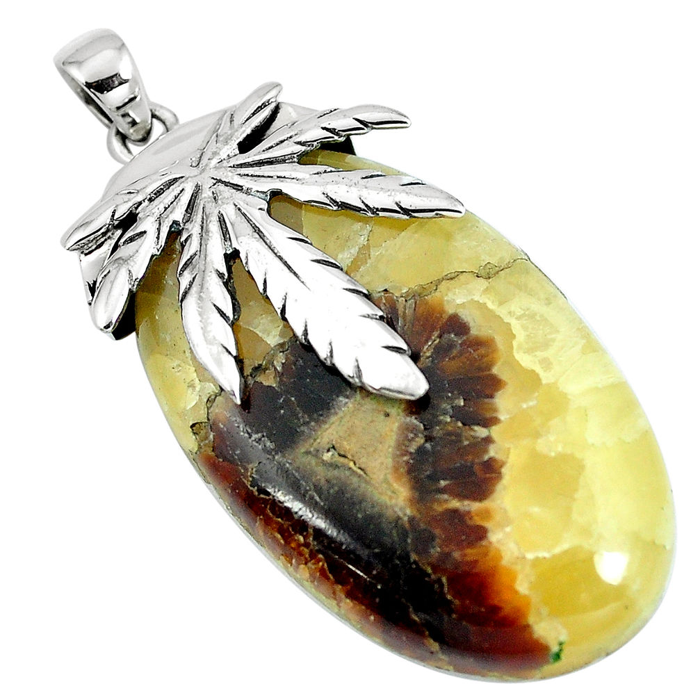 Natural brown septarian gonads 925 sterling silver pendant jewelry d30430