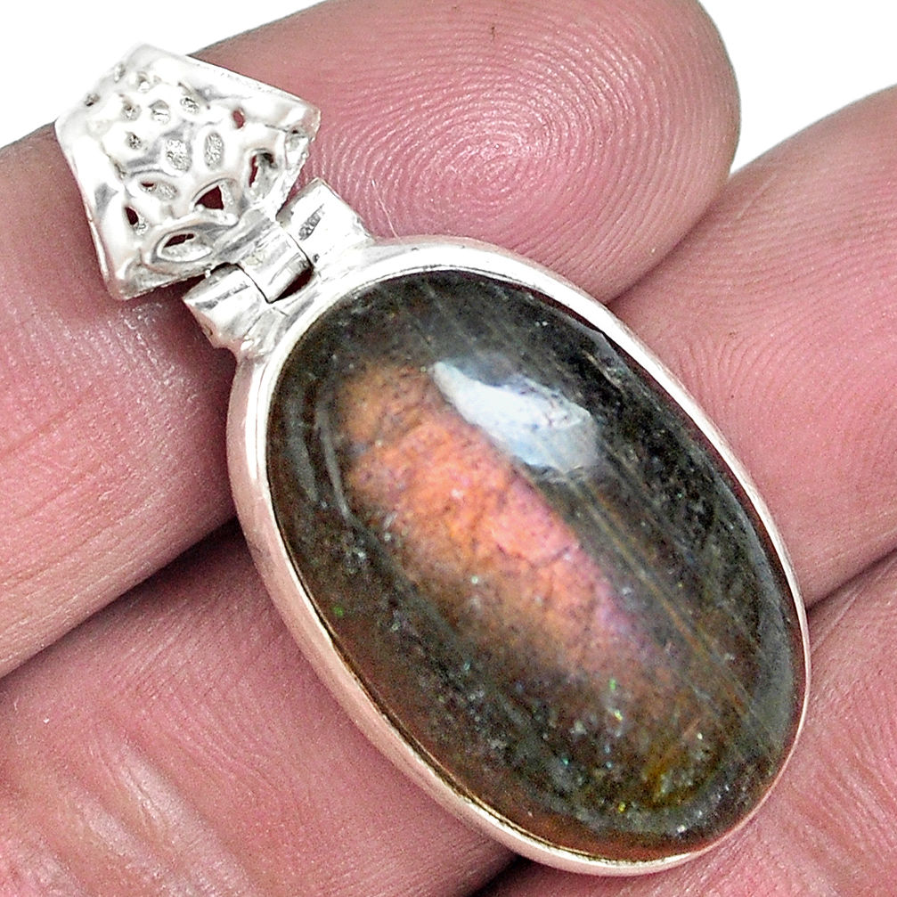 Natural blue labradorite 925 sterling silver pendant jewelry d30614