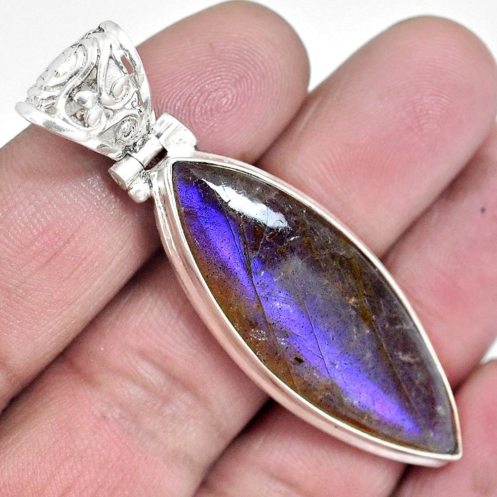 Natural blue labradorite 925 sterling silver pendant jewelry d30618