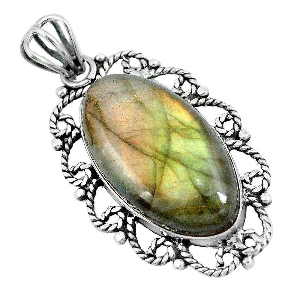 Natural blue labradorite 925 sterling silver pendant jewelry d30637
