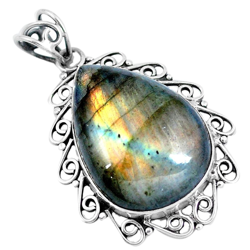 Natural blue labradorite 925 sterling silver pendant jewelry d30638