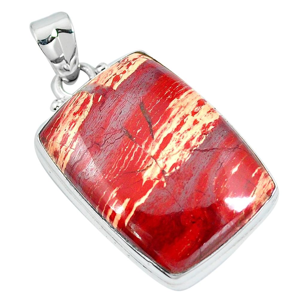 Natural red snakeskin jasper 925 sterling silver pendant jewelry d30782