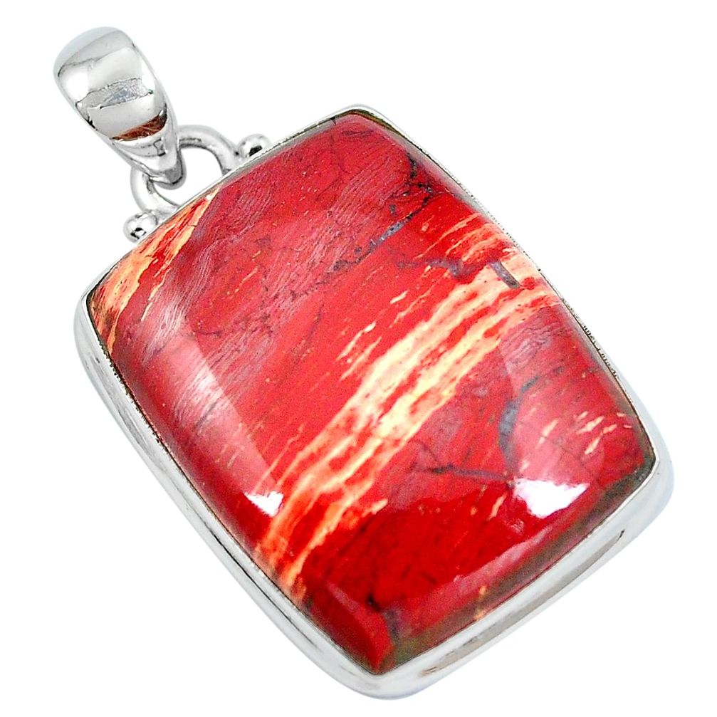 925 sterling silver natural red snakeskin jasper octagan pendant jewelry d30784