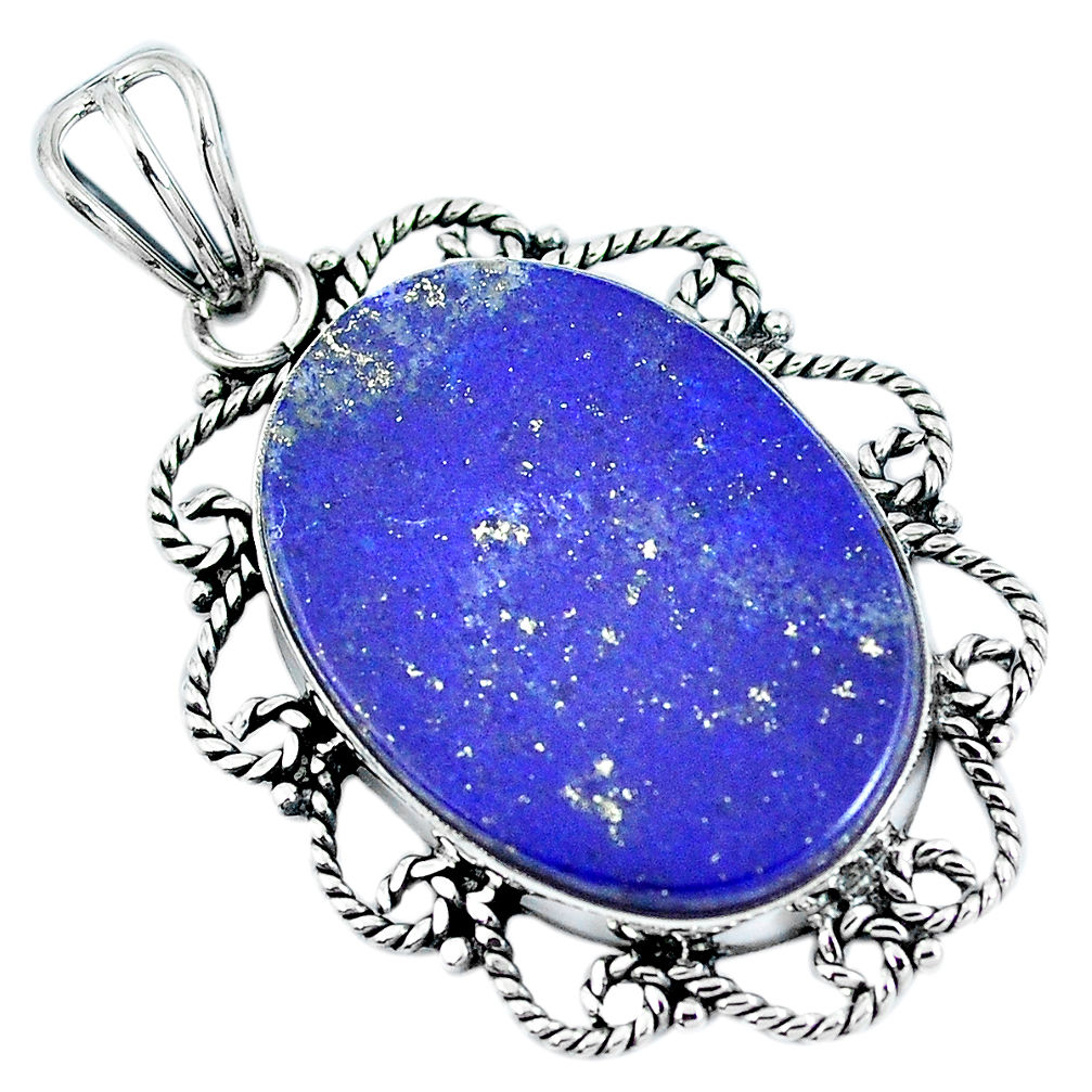 Natural blue lapis lazuli 925 sterling silver pendant jewelry d30853