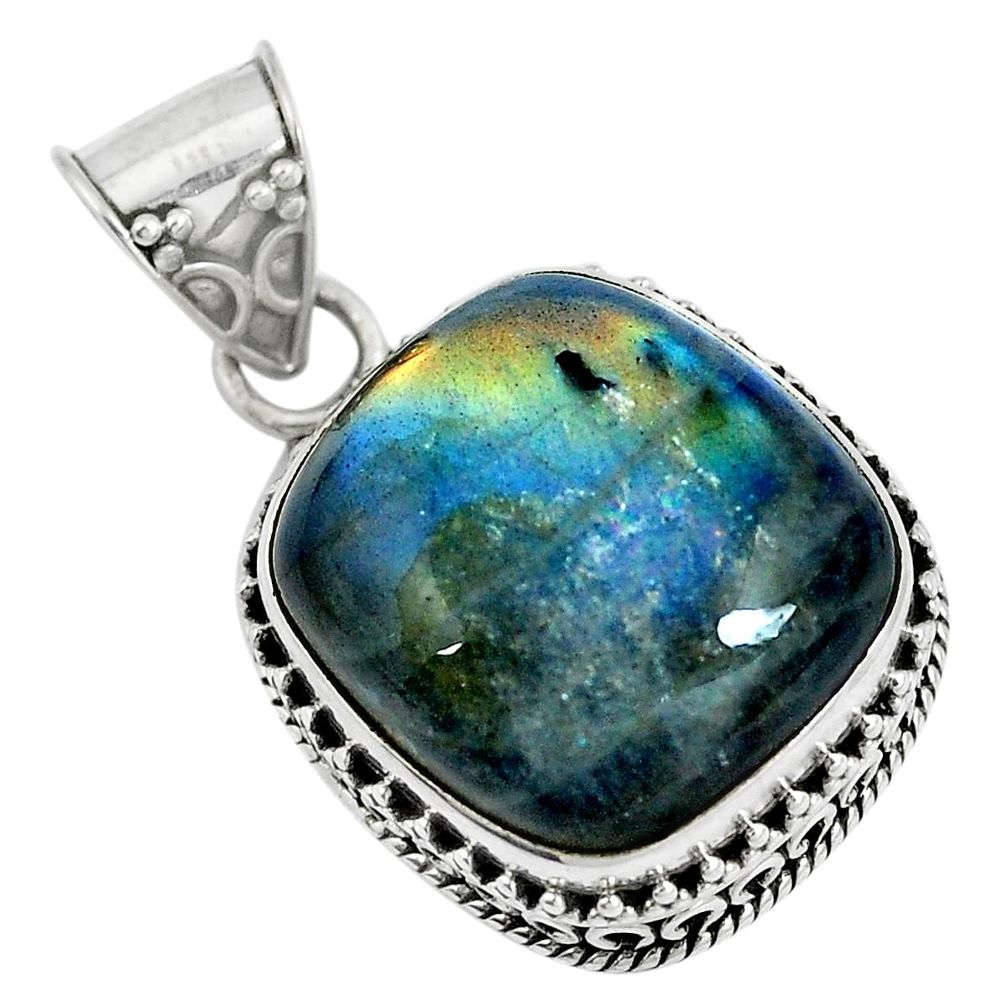 Natural blue labradorite 925 sterling silver pendant jewelry d30869