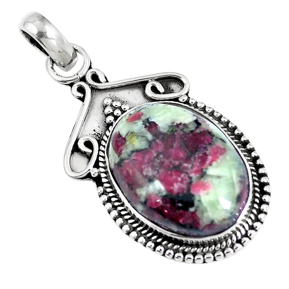 Natural pink eudialyte 925 sterling silver pendant jewelry d30904