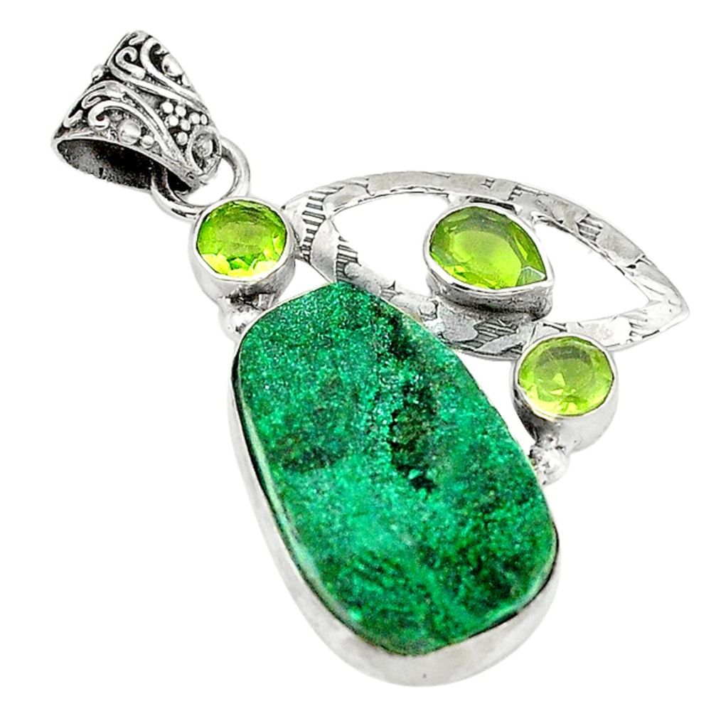 druzy peridot 925 sterling silver pendant jewelry d3779