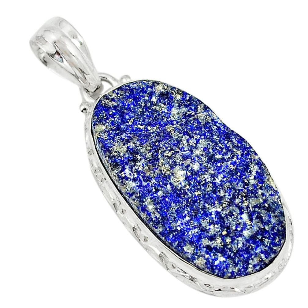 925 sterling silver natural blue lapis lazuli druzy pendant jewelry d3786