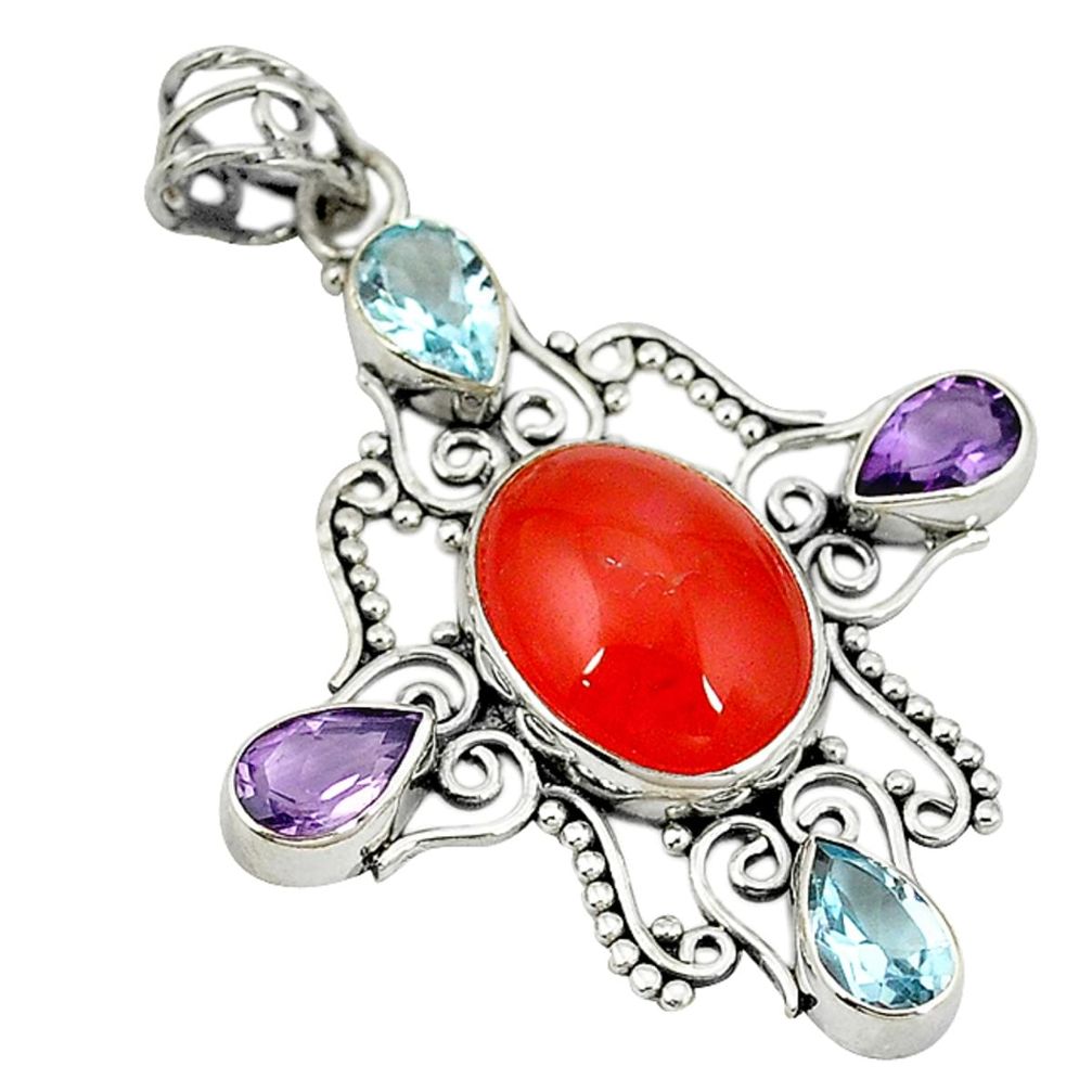 ge cornelian (carnelian) amethyst pendant d3805