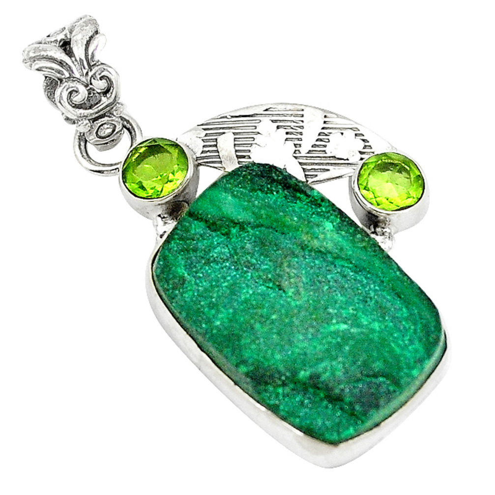 druzy peridot 925 sterling silver pendant jewelry d3867