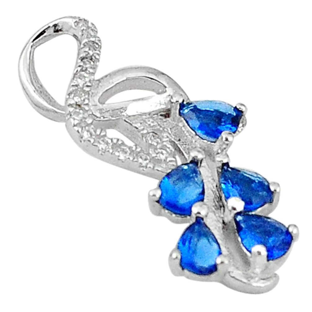 Blue sapphire quartz topaz 925 sterling silver pendant jewelry d5038