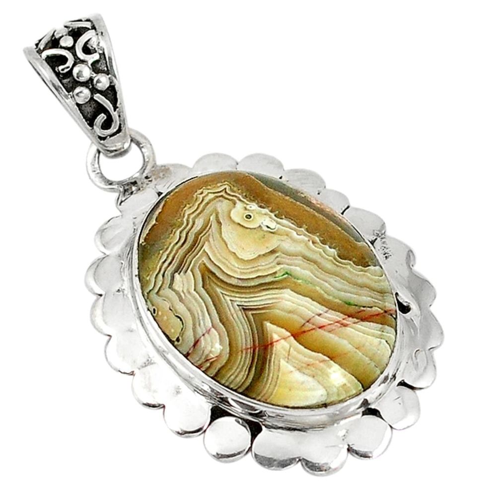 925 silver natural multi color mexican laguna lace agate pendant jewelry d5720